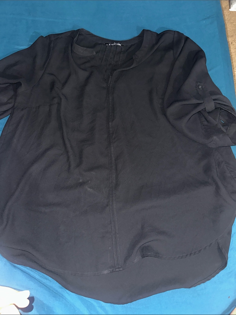 41 Hawthorn Black Sheer Button-Detail Blouse